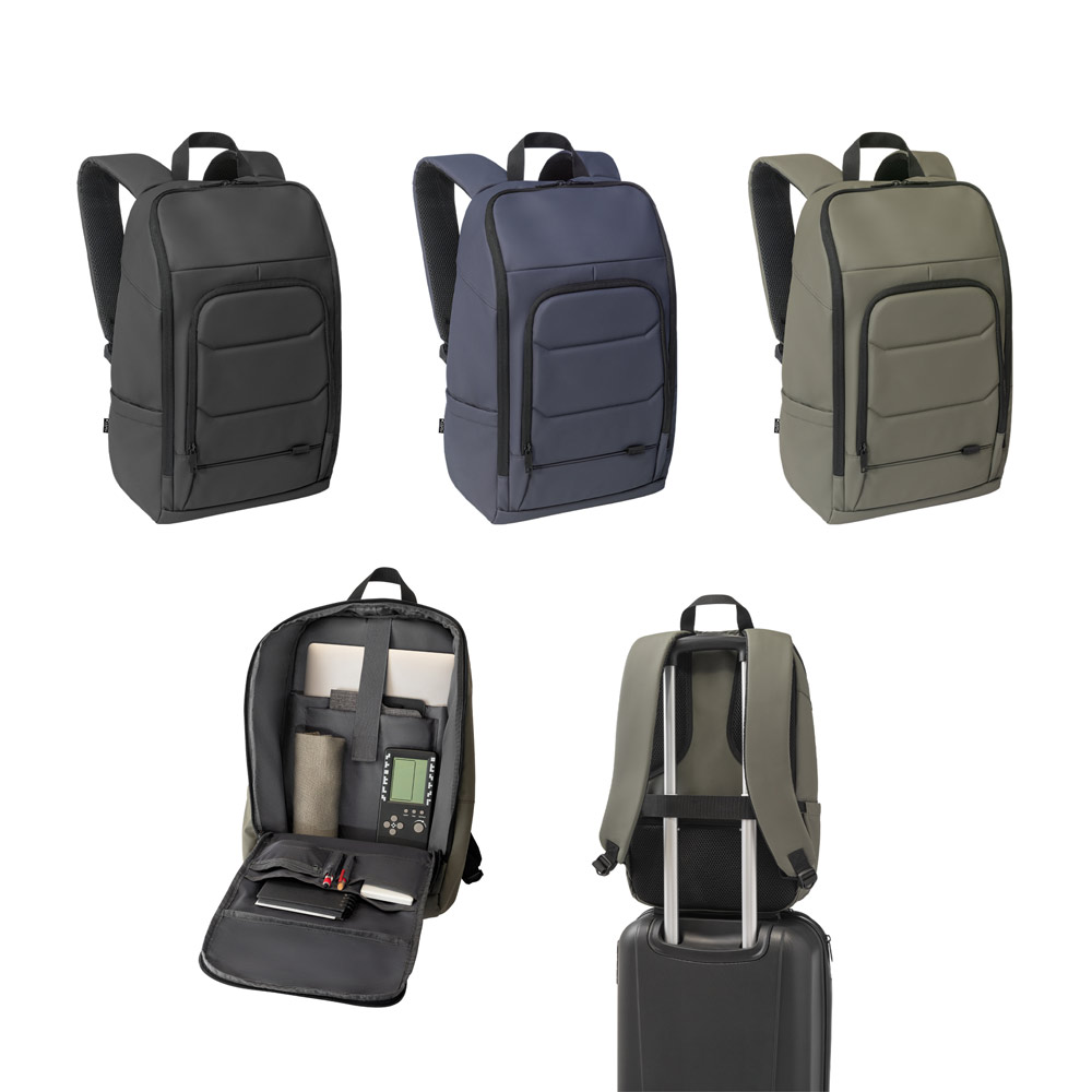 Mochila 16" para Brinde em Poliéster Reciclado 600D com Revestimento Resistente à Água