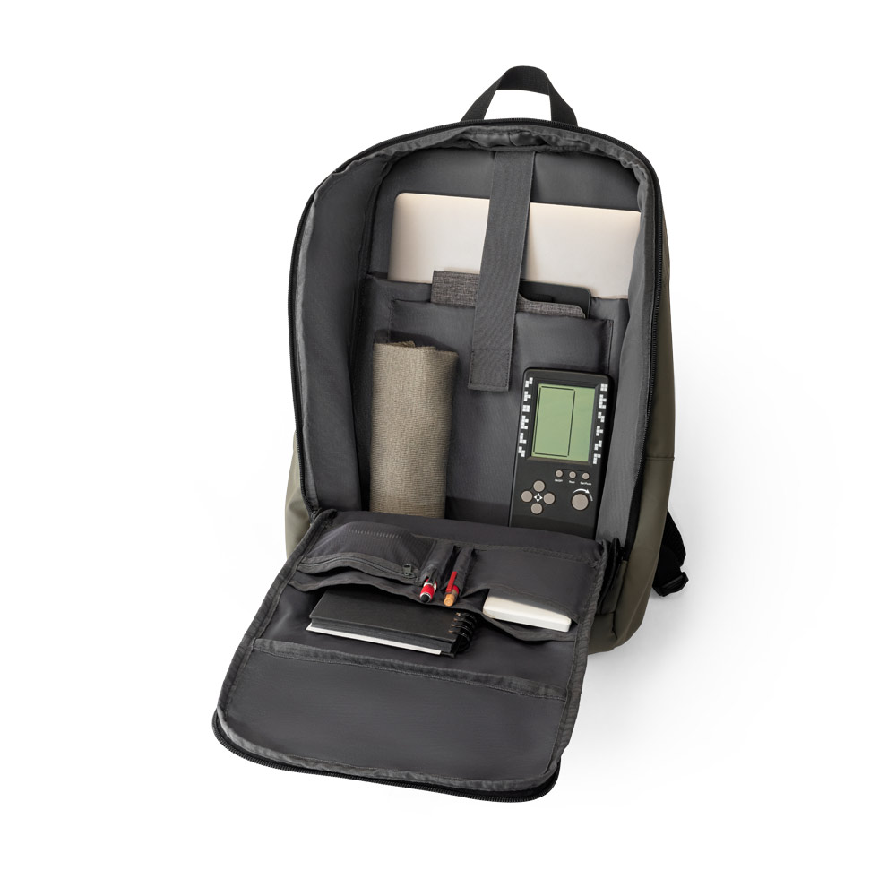 Mochila 16" para Brinde em Poliéster Reciclado 600D com Revestimento Resistente à Água