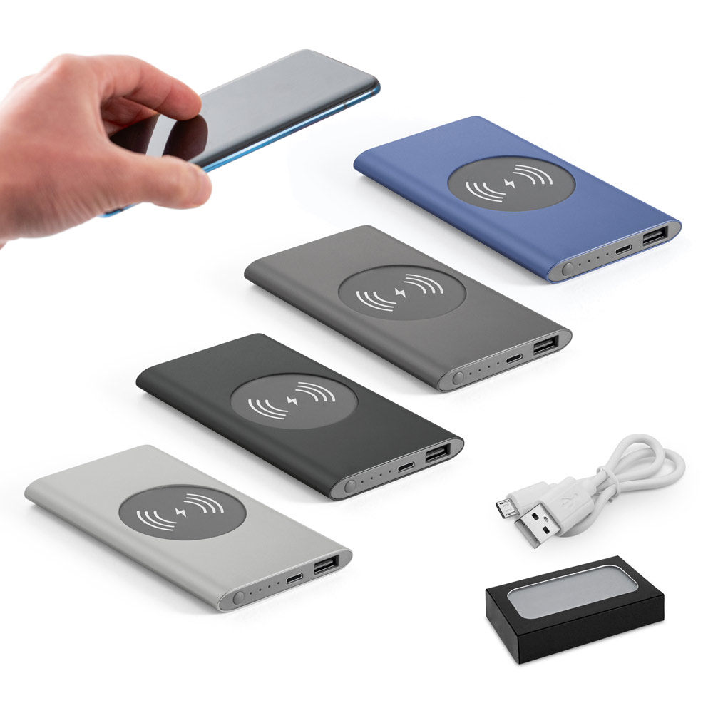 Power Bank Portátil para Brindes com Carregador Wireless
