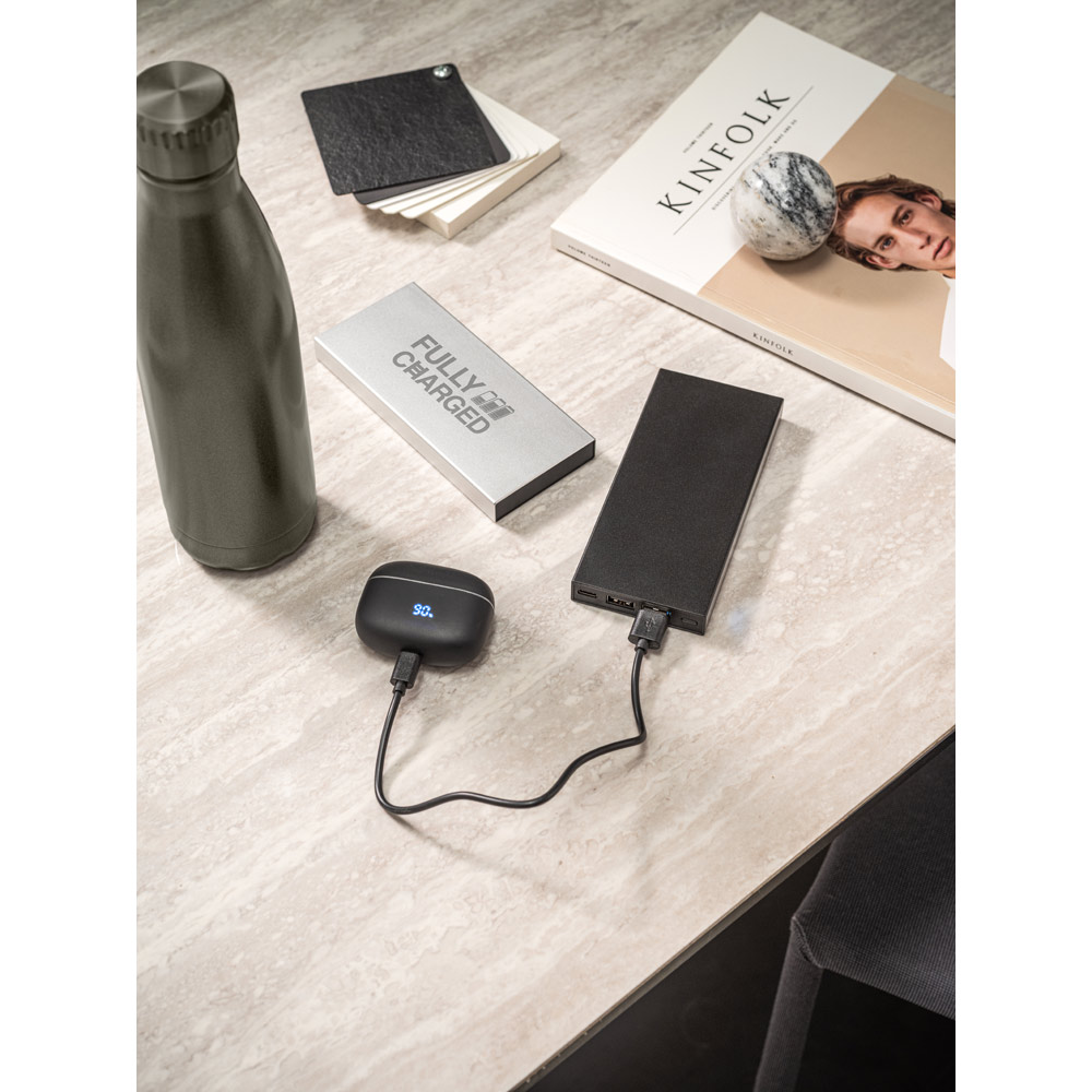 Bateria Portátil Personalizada em Alumínio 100% Reciclado com 10.000 mAh