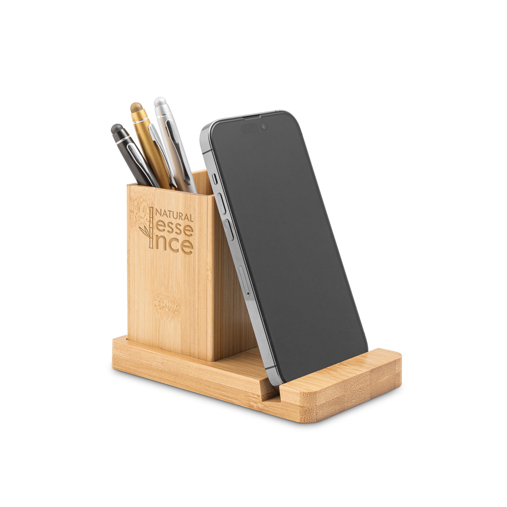Porta-Canetas com Suporte para Celular e Copo Brinde Completo