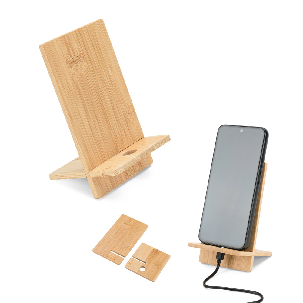 Suporte para celular em bambu desmontável personalizado