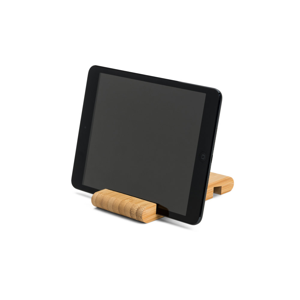 Suporte para celular personalizado em bambu com duas canaletas
