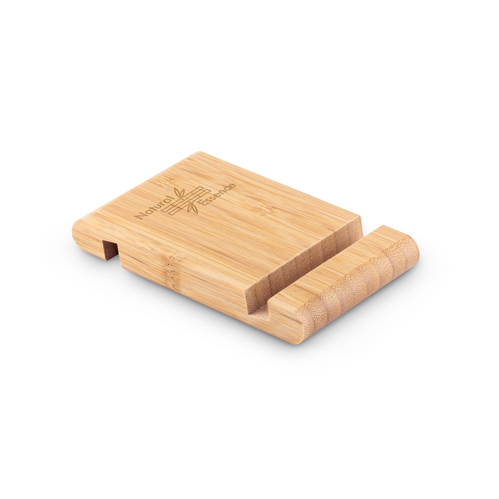 Suporte para celular personalizado em bambu com duas canaletas