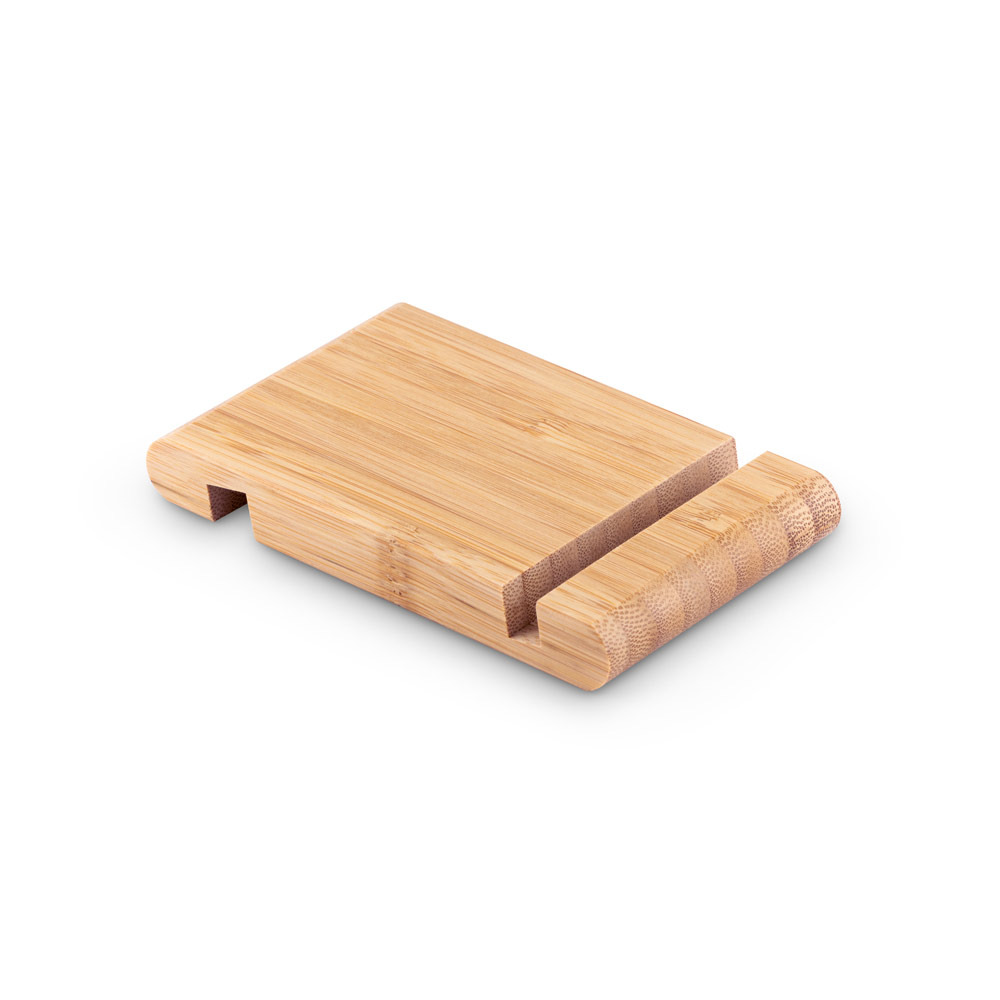 Suporte para celular personalizado em bambu com duas canaletas