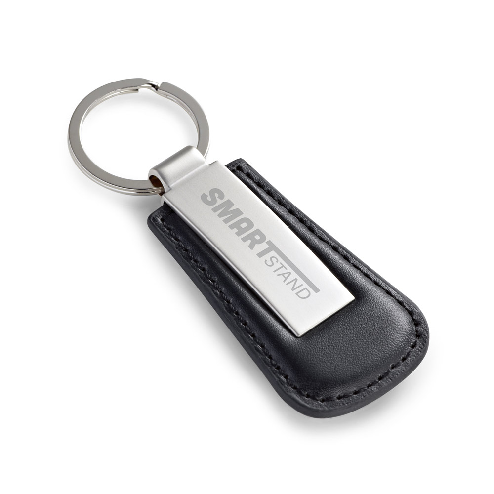 Chaveiro em Couro com Placa de Metal Personalizável
