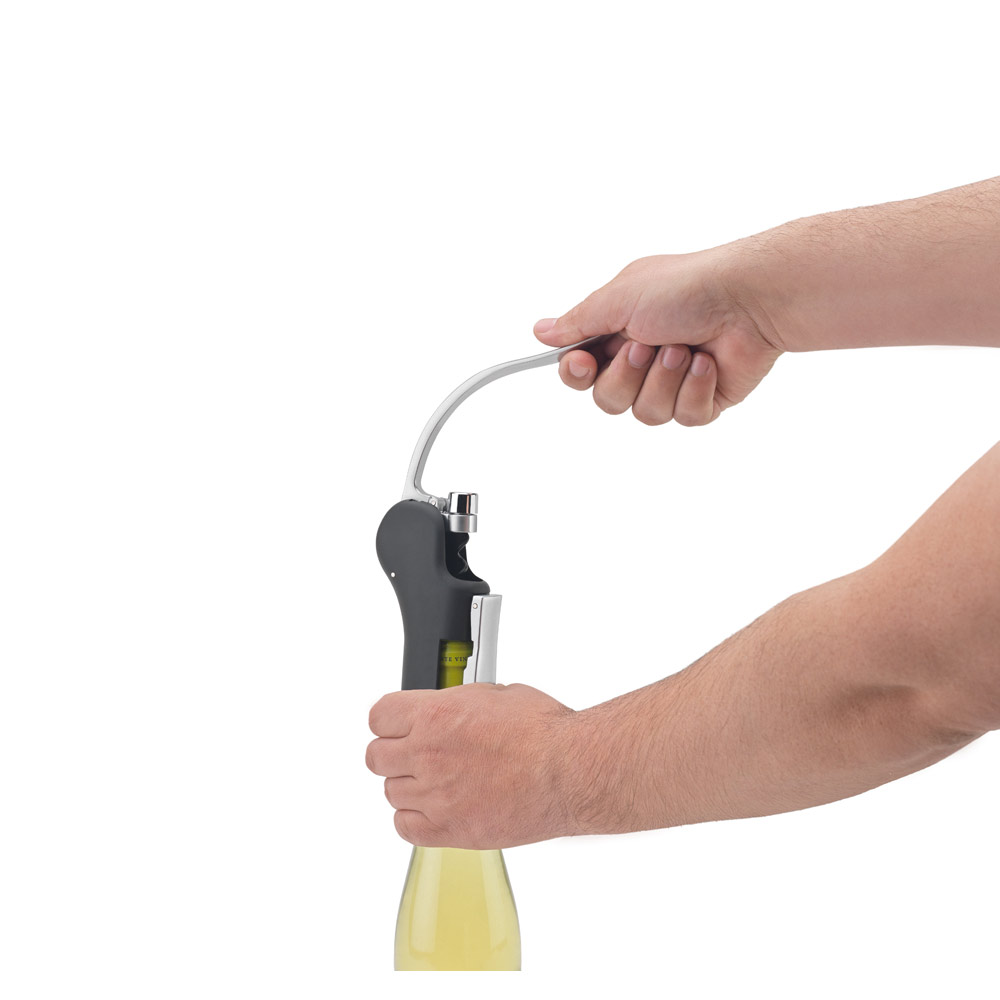 Saca rolhas em ABS e zinco personalizado com alavanca automática