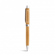 Caneta e Estojo Personalizados em Bambu com Escrita Azul