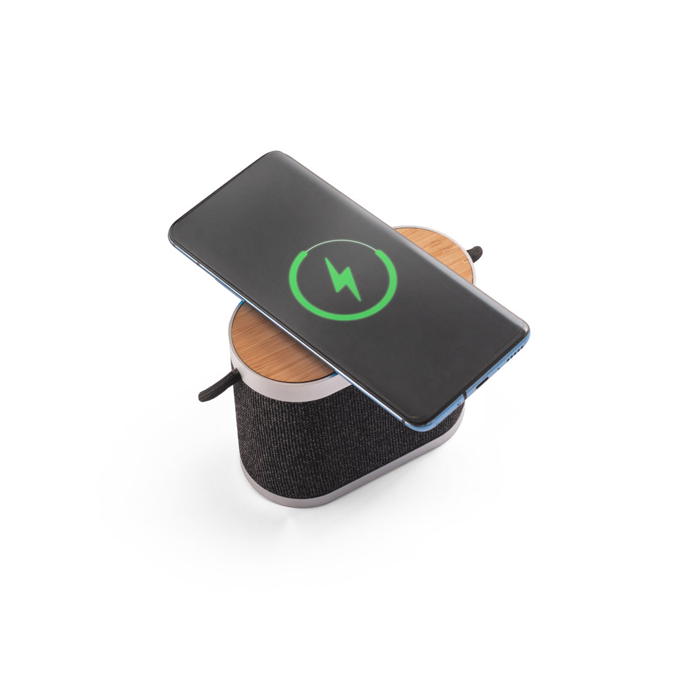 Caixa de som personalizada de 15W com carregador wireless super rápido