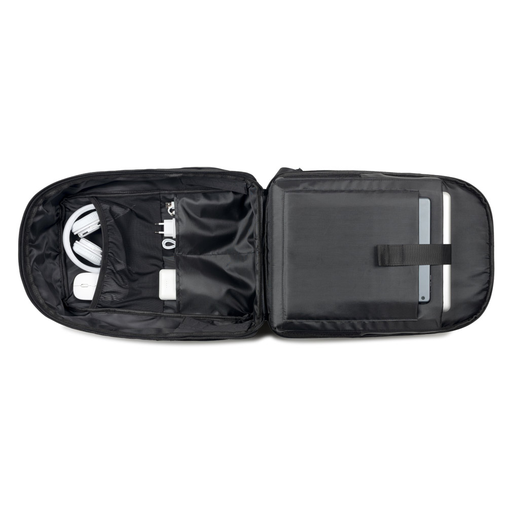 Mochila antirroubo para notebook personalizada 17.3" em poliéster reciclado 20 L