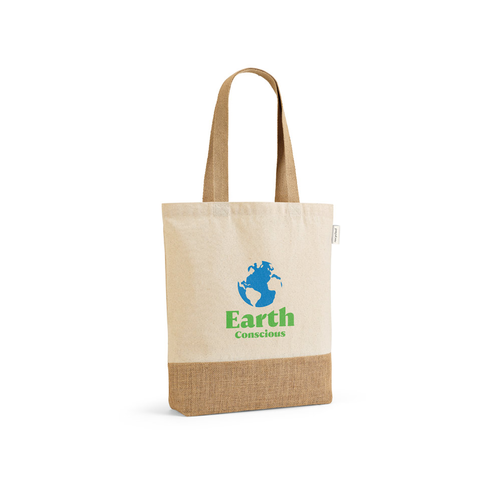 SACOLA SUSTENTÁVEL PERSONALIZADA COM FUNDO EM JUTA