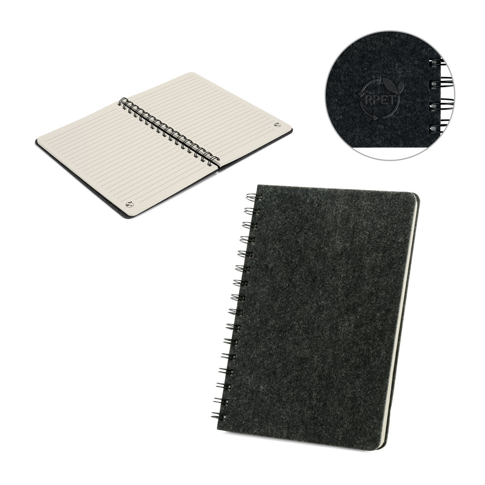 Caderno A5 reciclado com argolas personalizado