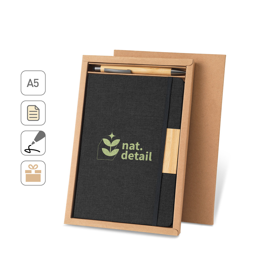 Kit Brinde Caderno A5 com Caneta Bambu