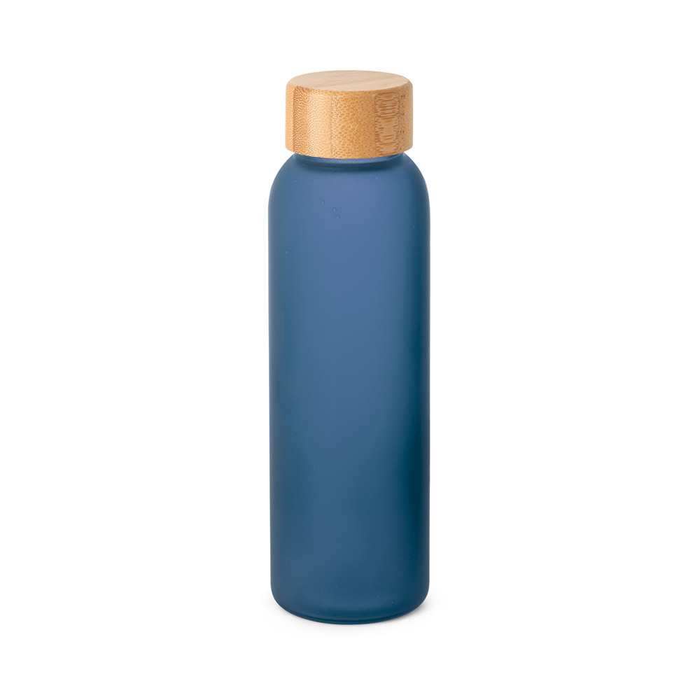 Squeeze Personalizado em Vidro Fosco com Tampa de Bambu 520 ml