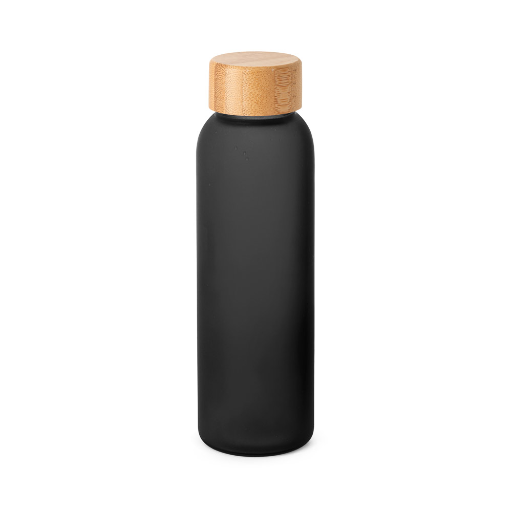 Squeeze Personalizado em Vidro Fosco com Tampa de Bambu 520 ml