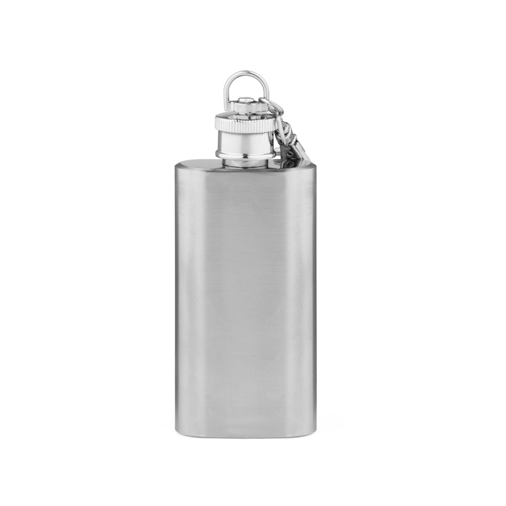 Garrafa de Bolso Personalizada em Aço Inox com Mosquetão 50 ml