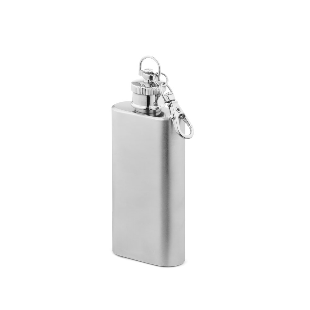 Garrafa de Bolso Personalizada em Aço Inox com Mosquetão 50 ml