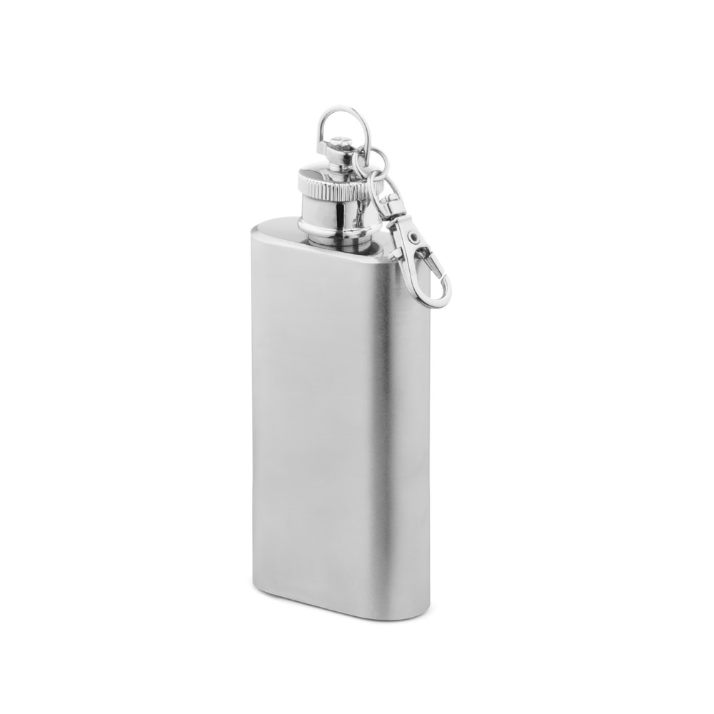 Garrafa de Bolso Personalizada em Aço Inox com Mosquetão 50 ml