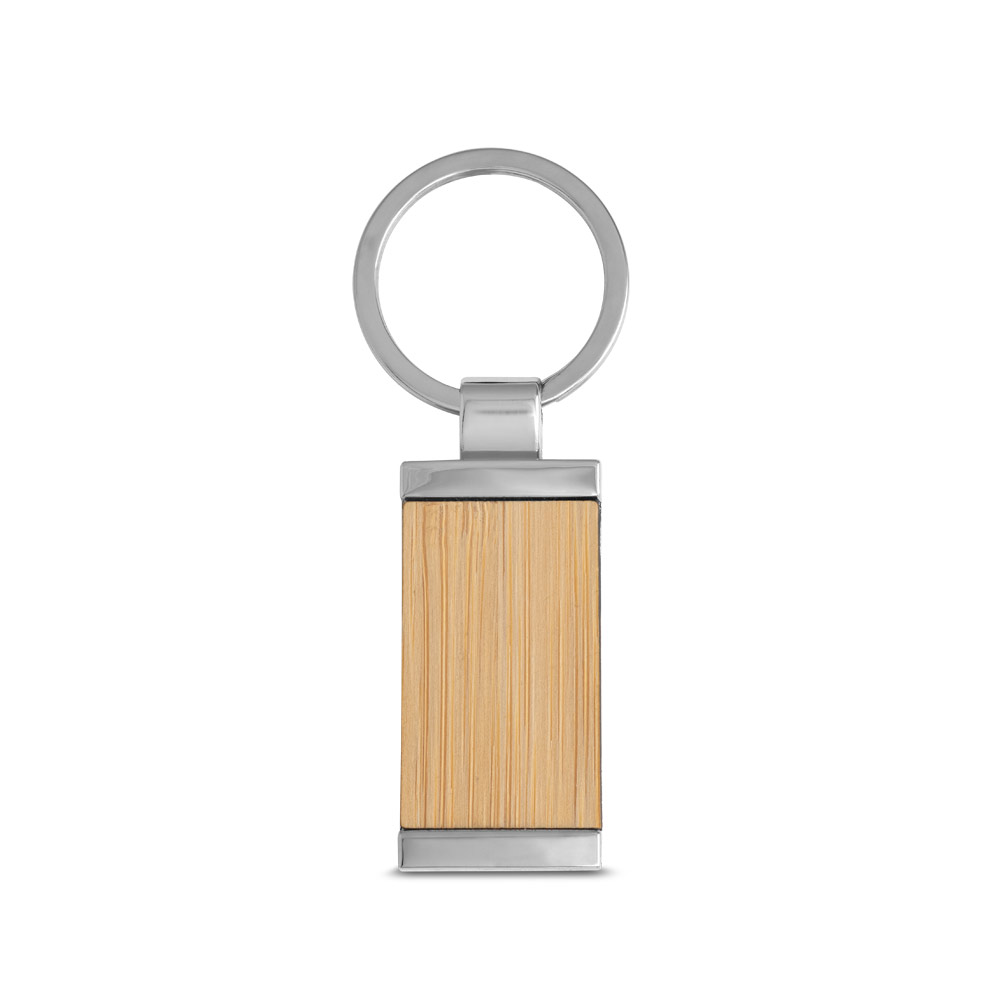Chaveiro Retangular Personalizado em Bambu e Metal