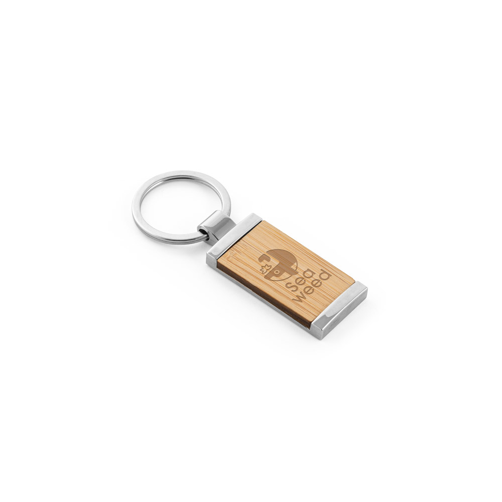 Chaveiro Retangular Personalizado em Bambu e Metal
