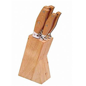 Kit para Brinde com Cinco Facas e base de madeira