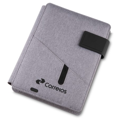 Caderno de Anotações com Power Bank 4.000 mAh