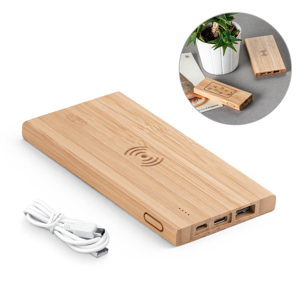 Power Bank Portátil para Brindes com Carregador Wireless