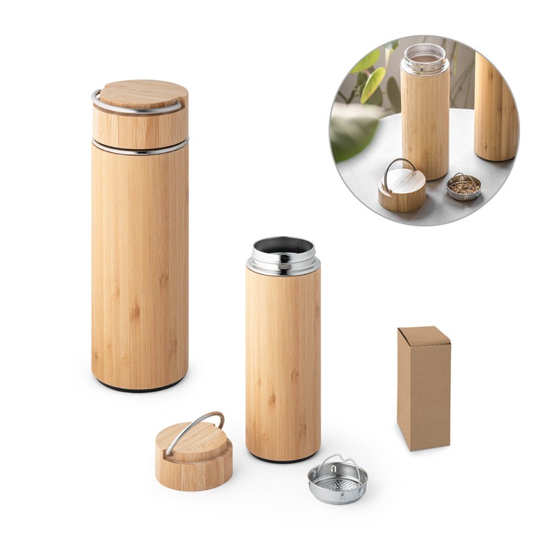 Garrafa térmica de Bambu e Aço Inox para Bindes